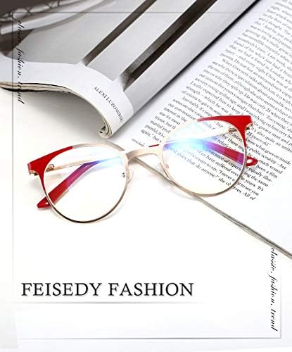 FEISEDY Дизайнерски Кръгли Метални Очила с Тънки Рамки За Четене, Женски Мъжки слънчеви Очила За Четене С Антирефлексно