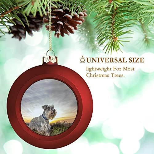 Миниатюрен Шнауцер Коледна Топка Украса за Коледната Елха Отвън на Тревата на Двора Дърво Висящи Украшения