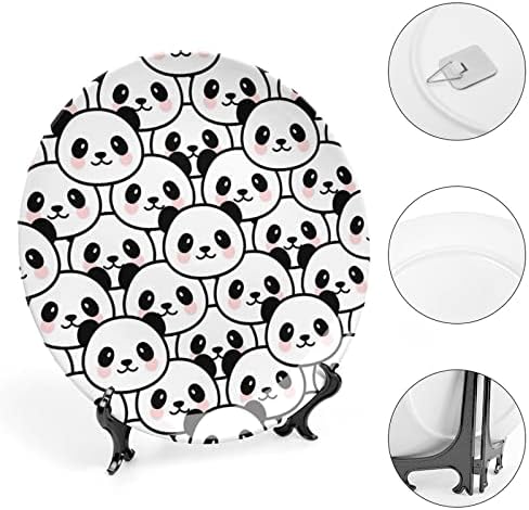 Декоративна Чиния Panda FaceCeramic със Стойка от Костен Порцелан за Поръчка на Домашно приготвена Табела за Всекидневна