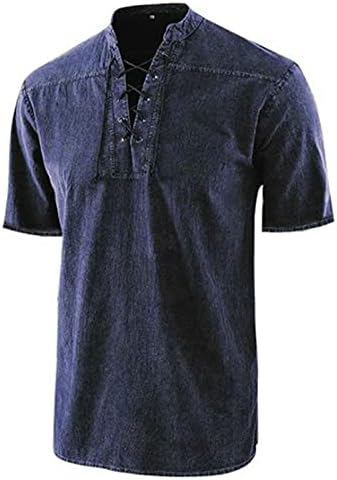 Мъжки тениски в Литературния готически Стил с V-образно деколте, Обикновена Реколта Тениски дантела с равен