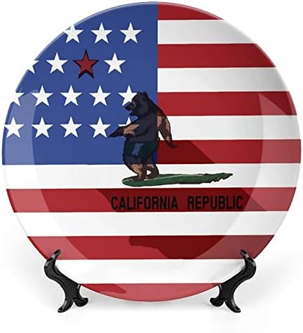 Калифорнийски Мечка За Сърфиране Керамична Декоративна Чиния с Поставка За Дисплея на Окачени Индивидуални Юбилейните