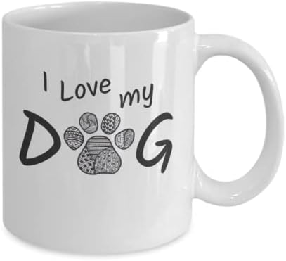 Чаша Аз обичам моя куче подарък за любителите на кучета с шарени лапи, чаша за чай, или кафе за собствениците на домашни