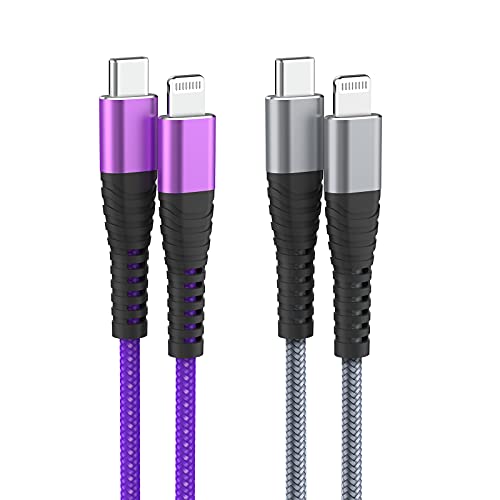 USB кабел C до Lightning (2 опаковки по 10 фута) -Зарядно устройство Oliomp (сертифициран от Apple Пфи) за iPhone Кабели Lightning в найлонов оплетке за iPhone 13/13promax /13Mini/12/11 Pro Max / XS/XR/X/8/7/ 6S / 6Plus