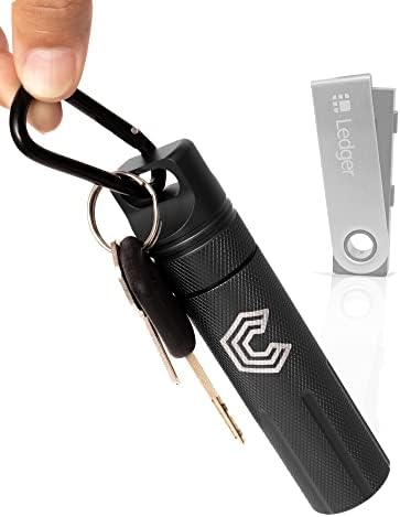 Калъф CryptoPod Ledger Nano - Подходящ за Nano S / X / S Plus и Yubikey - От алуминиева сплав, огнезащитни и водоустойчив -