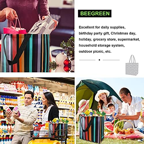 BeeGreen 6 Опаковки За многократна употреба пазарски Чанти-тоут за пазаруване, Големи Подаръци Пакети, Лека чанта