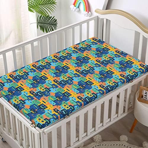 Чаршаф за бебешко креватче, Стандартен Чаршаф за матрак за бебешко креватче, Меки и Дишащи Кърпи - Бебешки Кърпи за момичета или момчета, 28 x52, Многоцветни