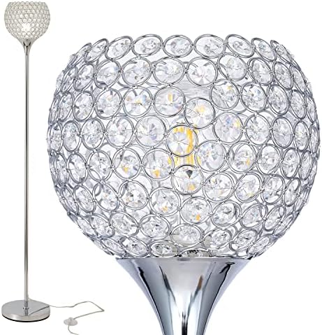 Лампиона от сферичен кристал DFL, под лампа с хромирано абажуром 8,7 инча, под лампа от кристал за хол, Спалня, трапезария,