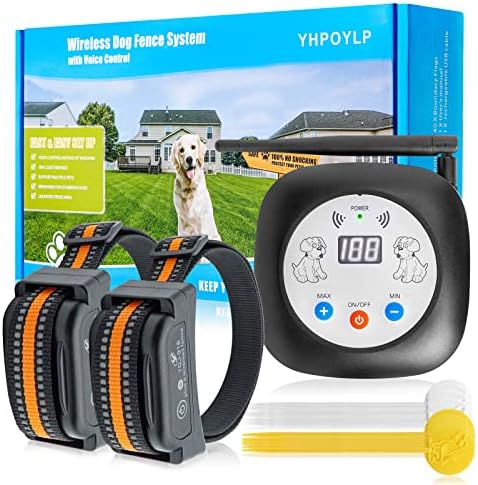 Безжична Система за оградата за кучета YHPOYLP за 2 кучета, Електрическа Система за Дресура на кучета Play and Stay, Водоустойчива