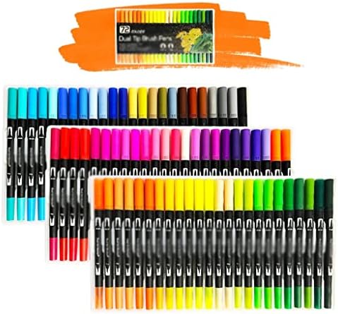 ZCMEB Набор от акварельных дръжки 60/72 Цветове, Четката с Двоен Фитил, Художествена Писалка за Рисуване, за да проверите