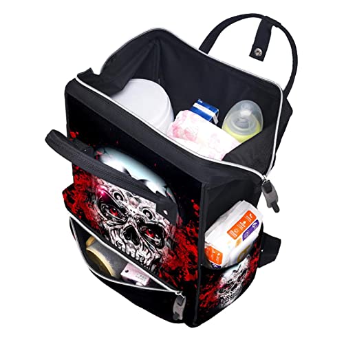 Раница-чанта за Памперси LORVIES Novelty Black Skull, Многофункционална Чанта За Пътуване с Голям Капацитет