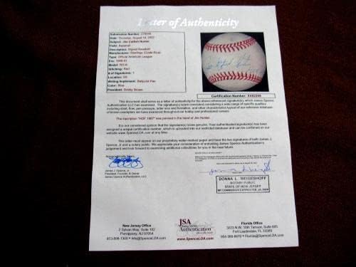 Джим Сом Хънтър Копито, Облекчаване на Янкис А от 1987 г., Автографированный бейсбольным клуб Jsa Ltr - Бейзболни топки с автографи