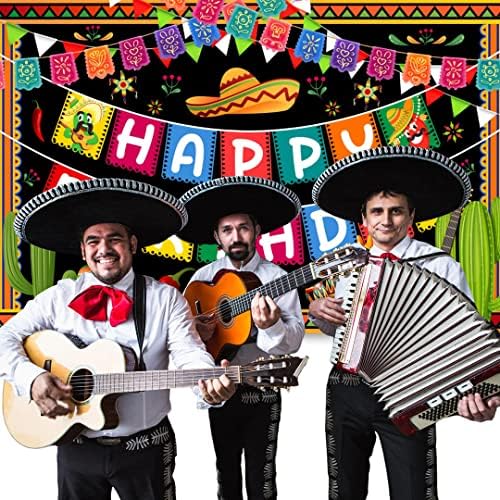 Мексикански Фон честит Рожден Ден Мексикански Украса за Партита Тематичен Фон за Фиеста Мексико Украса на