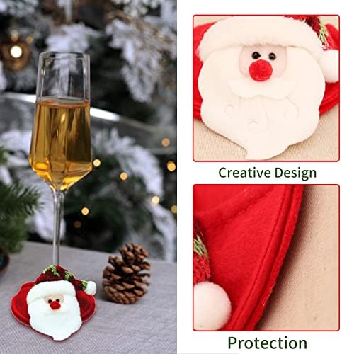 Bytelive Коледна Поставка за напитки, Комплект от 3 Различни Дизайни на Каботажните за вино, чаши за вино, Кръгъл 4,1-Инчов
