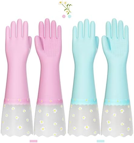 За многократна употреба гумени ръкавици KAQ с неплъзгащи памучна подплата, за измиване, за кухнята, за градинарство, водоустойчив