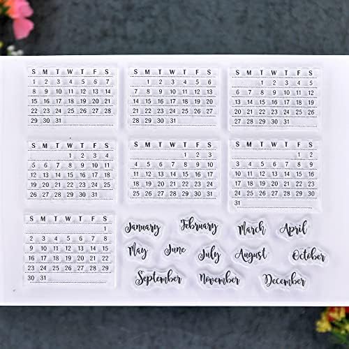 DDOUJOY Календар Месечен Календар за Месец Прозрачни Печати за Направата на Картички, Бижута и САМ Scrapbooking 2111560