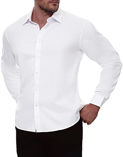 Мъжки приталенные ризи Alimens & Нежно С дълъг ръкав, Стрейчевые, Без Бръчки, а Обикновен Бизнес Официални Ежедневни Ризи с