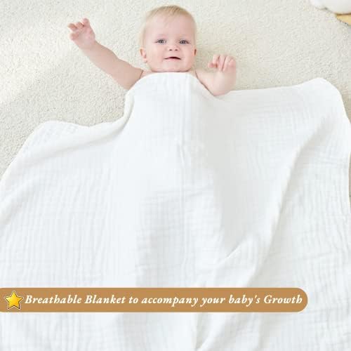 Детско муслиновое одеяло HardNok, 6-слойни одеяла от чист памук, дышащее и лесно, супер меко многофункционално одеало за момчета и момичета по всяко време на годината.(Б