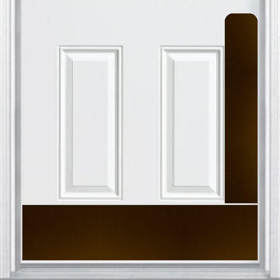 Deck the Door Decor | Защитна плоча за врати от кучешки драскотини (4x22 инча) и Шок табела (8x30 инча) - Бронзова Лепкава