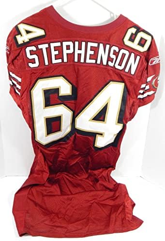 2003 Сан Франциско 49ерс Стивънсън #64 Освободен Игра с Червената Фланелка 48 DP28811 - Използваните тениски за игри NFL Без подпис