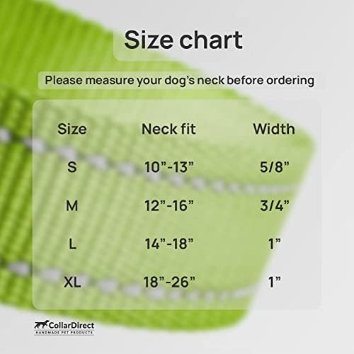 Отразяваща нашийник за куче, на каишка и шлейка - Комплект за момче, момиче или кученце с голяма кучето - Засаждане на врата 18-26 см - Лаймово-зелена Ярък цвят - 5-крак ка