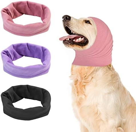 3 Опаковки Ушни покривала за кучета Snoods от шума, Тихи и уши за кучета, Удобни Успокоение за къпане, грижи за коса, Намаляваща шума (Средно)