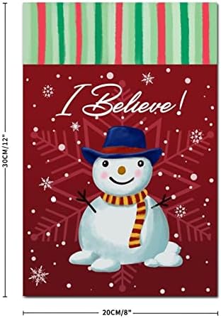 Ретро Забавен Снежен човек, Дървена Табела, Аз Вярвам, Снежинка, Мандала, Бохо, Червен Окачен Знак, Коледен Стенен