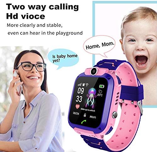 Смарт Телефон часовник за деца, Водоустойчив Умни Часовници с тракера HD Сензорен Екран за Детски Игри на SOS Аларма