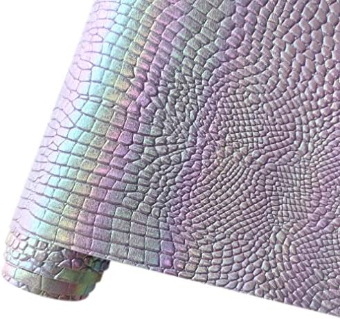 HYANG Холограма на Преливащи се цветове, листа от изкуствена крокодилска кожа PU 1 ролка 12 X 53 (30 cm x 135 см), изкуствена кожа, много подходяща за занаяти, производство на ко?