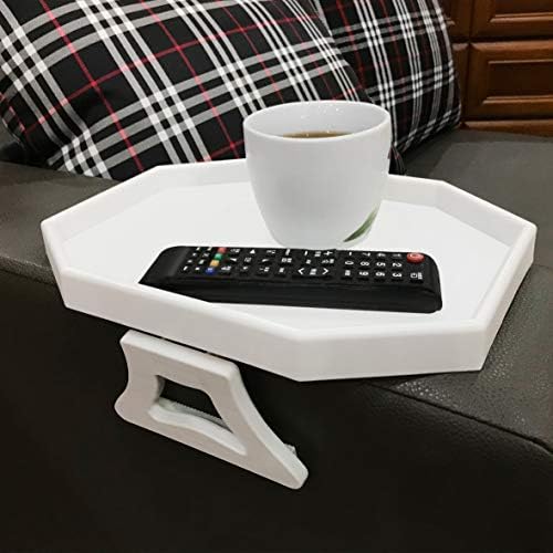 Подлакътник за дивана NHD, поднос за масата, държач за напитки и закуски на дивана, дистанционно управление (бял)