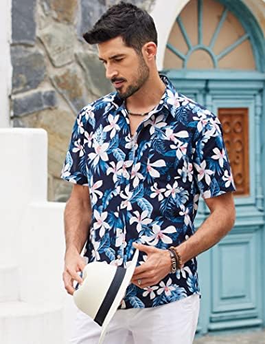 COOFANDY Мъжки Хавайски Ризи С Къс Ръкав в Ежедневието и Тропическа Плажна Риза с копчета