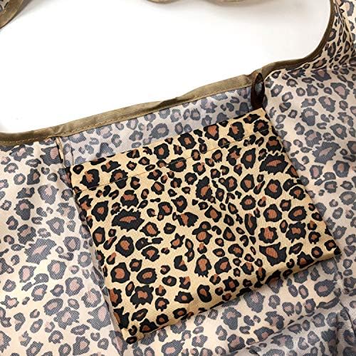 Сгъваема Найлон Множество чанта за пазаруване Bowbear (комплект от 2 части) с Леопардовым принтом