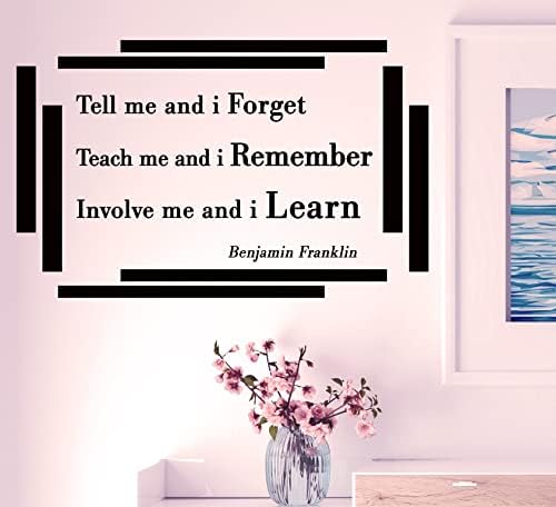 Стикер за стена 4ever Benjamin Franklin Learn С Известния цитат 17 см x 27 см ab020 (Черна рамка)
