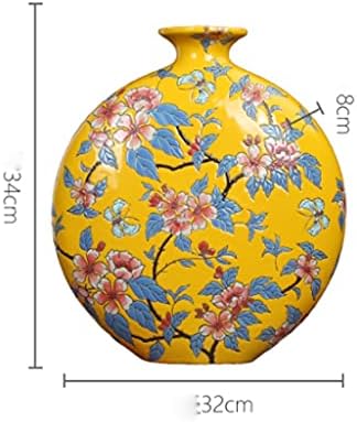 WODMB ваза Модерна Нова Китайска Подови Голяма Ваза Керамика, Ръчно Рисувани Сушени Цветя Договореност Хол ТЕЛЕВИЗИЯ Украса на