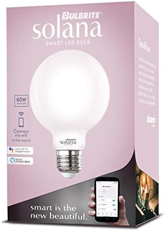 Led лампа Bulbrite Solana Мощност 40 W, Еквивалент на G25 Smart WiFi, Свързана с 90CRI Globe, Млечен на цвят