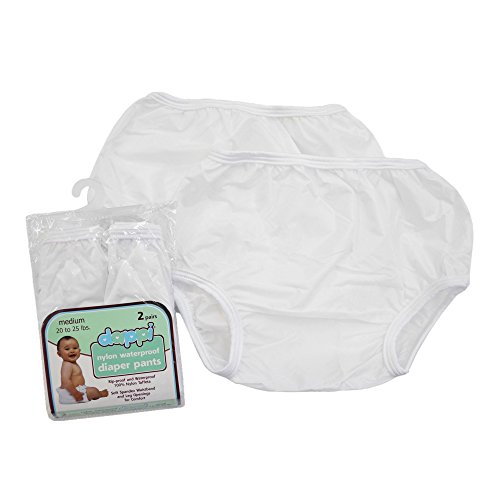 Непромокаеми панталони за памперси Dappi от найлон, Бели, Среден размер на 2 бр (опаковка по 1 парче)