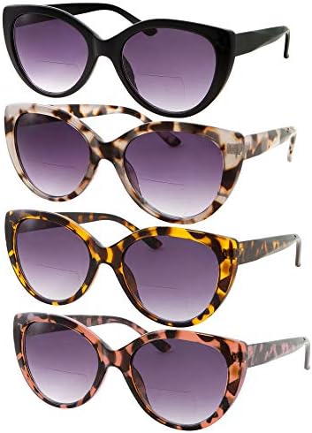 grinderPUNCH, 4 чифта женски бифокальных слънчеви очила за четене |дамски слънчеви очила за четене Cateye Vintage (2,50 x)
