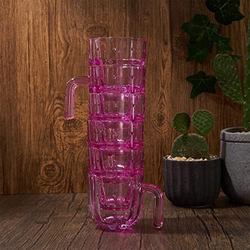 Чаши за полагане на кактуси, Подаръци за полагане на Кактуси, Комплект Чаши във формата на Кактус обем 6-10 грама С дръжки, Формовъчни Фигурки от Розово стъкло, Растит