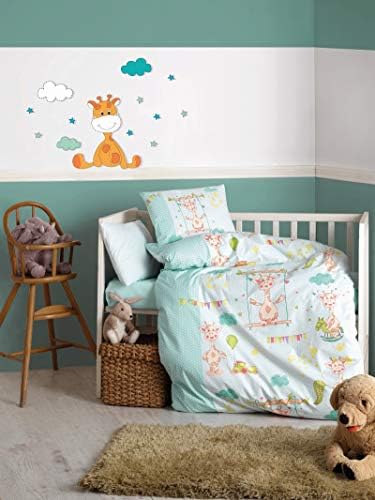 Комплект спално бельо за детската стая с изображение на животни и Жираф от памук, Спално Бельо, детски креватчета