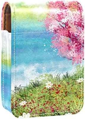 Пролетна Картина с маслени Бои Мини-Козметични Чанти за Тюбиков Червило Кожен Калъф за Червило на Притежателя