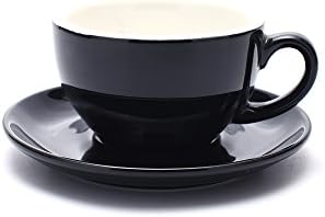 Чаша и чинийка Coffeezone Latte Art за лате и капучино, отлична форма на чаши за кафе и баристи (лъскав светло син,