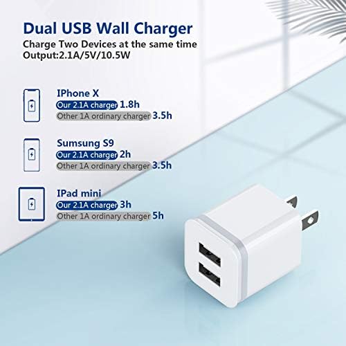 Стенно зарядно устройство LUOATIP USB, 5 комплекта за хранене 2.1 A/5V, Двоен Адаптер за захранване, USB Cube, Зарядно