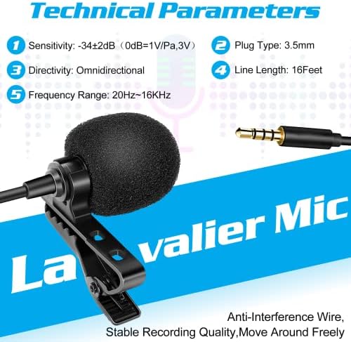 Петличный микрофон с ревери професионален клас за vivo iQOO Neo5 SE, Съвместим с мобилен телефон iPhone или камера