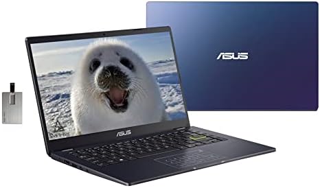 Лаптоп Asus 2022 14 HD, Intel Celeron N4020, 4 GB оперативна памет, 64 GB флаш памет eMMC, Графика 500, Уеб камера, Стерео високоговорители, Peacock Blue, Windows 11S, 32 GB USB-карта 4 GB | 64 GB eMMC