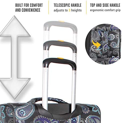 Дизайнерска колекция на багаж Лукас - Разтегателен 24-инчовата чанта Softside Bag - Здрав ultralight карирани куфар среден размер с 4 въртящи се колела (Diva)