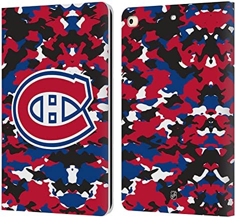 Дизайн на седалките за главата Официално Лицензиран Камуфлаж от НХЛ Монреал Канадиенс Кожен Калъф-книжка-джобен формат и е Съвместим с Apple iPad 9.7 2017 / iPad 9.7 2018