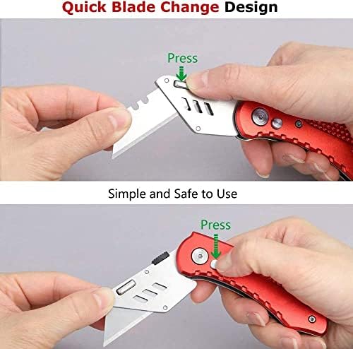 Сгъваем Универсален нож Червен цвят и Джобен нож с клип за колан, лесен за всекидневна употреба