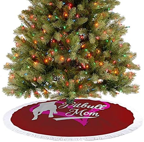 Горд съм Питбул Мама Коледно Дърво Мат Пола Дърво Базовата Кутията с Пискюли за Празнични Партита, Коледни Украси 48 x48