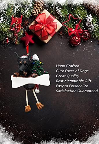 Украса за Доберман с Уникални Висящи надолу крака, расписанное ръчно и лесно Персонализируемое Коледна украса