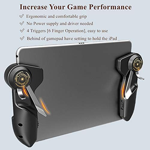 Контролер PUBG за таблет - Rakizbe 4 Спусъка [Управление 6 пръстите на краката] Чувствителен заключване на спусъка за стрелба с Ръкохватка геймпада, поддържа 10-12,9-инчов iPad