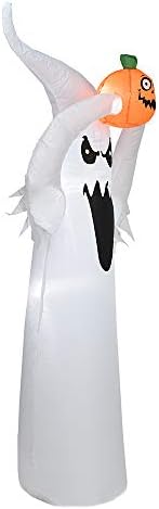 Хелоуин Надуваема Надуваема Модел 1.8 m Нажежен Бял Призрак Малък Призрак, Държи Тиква с Ярка Декорация на
